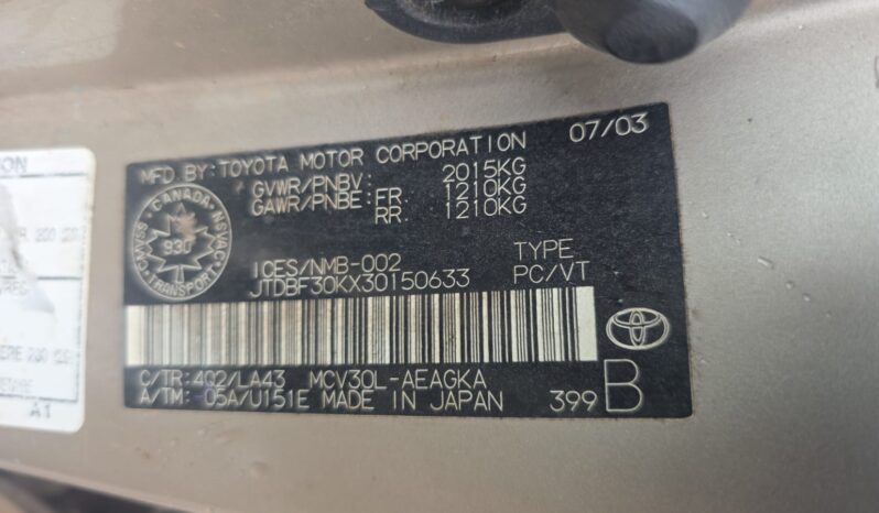 
								2003 Toyota Camry Automatic FWD Sedan full									